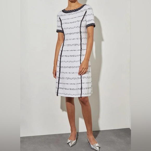 Ming Wang Dresses & Skirts - Ming Wang Jewel Neck Striped Flare Soft Knit Dress NWT XXS